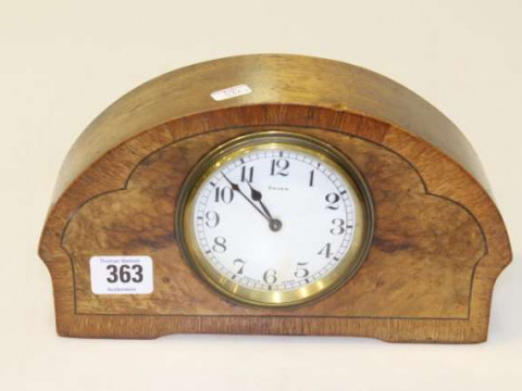 French burr walnut mantel clock