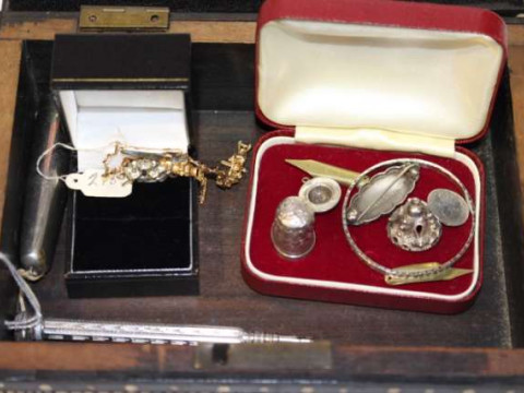 Propelling pencil, gold watch strap, etc