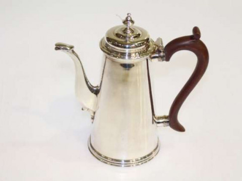 Charles Stuart Harris silver coffee pot, London 1896