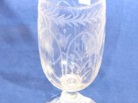 Engraved glass celery vase