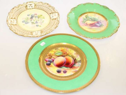 Three decorative plates, Wedgwood, Hammersley and Minton