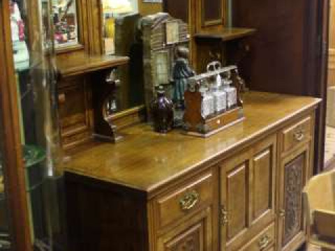 Victorian oak and pollard oak mirror back sideboard