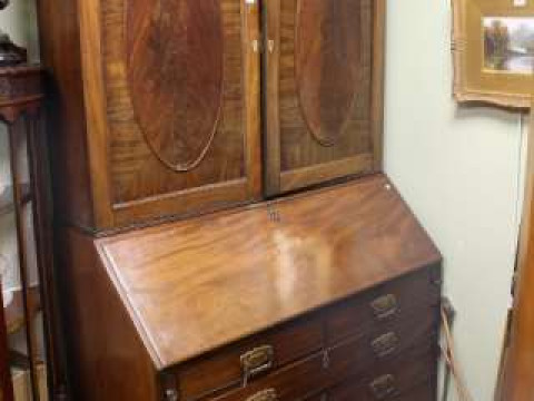 Georgian mahogany bureau cabinet bookcase