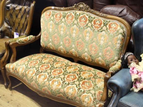Louis XV style walnut and parcel gilt canape