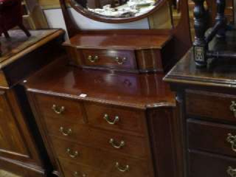 Edwardian mahogany and string inlaid dressing table