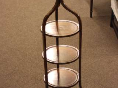 Edwardian mahogany and string inlaid three tier cakestand