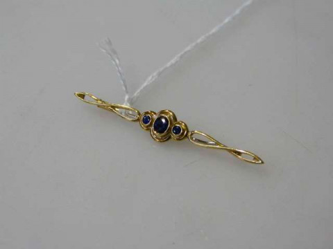 18 carat gold and sapphire bar brooch
