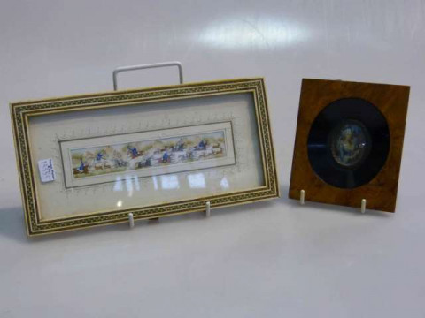 Mughal miniature in an inlaid frame and another miniature (2)