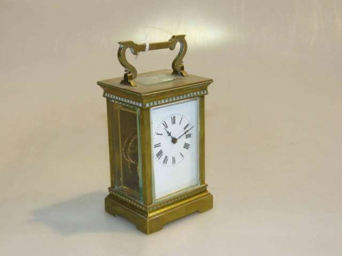 French brass cased carriage clock, late 19th/early 20th Century