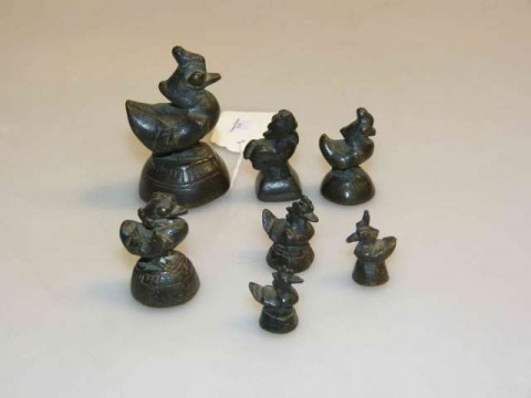 Collection of Burmese bronze opium weights, probably 17th/18th Century...