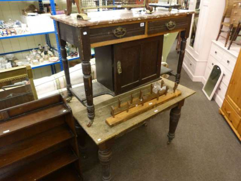 Victorian marble topped washstand and Victorian kitchen table (2)