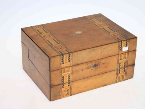 Victorian inlaid combination sewing and writing box