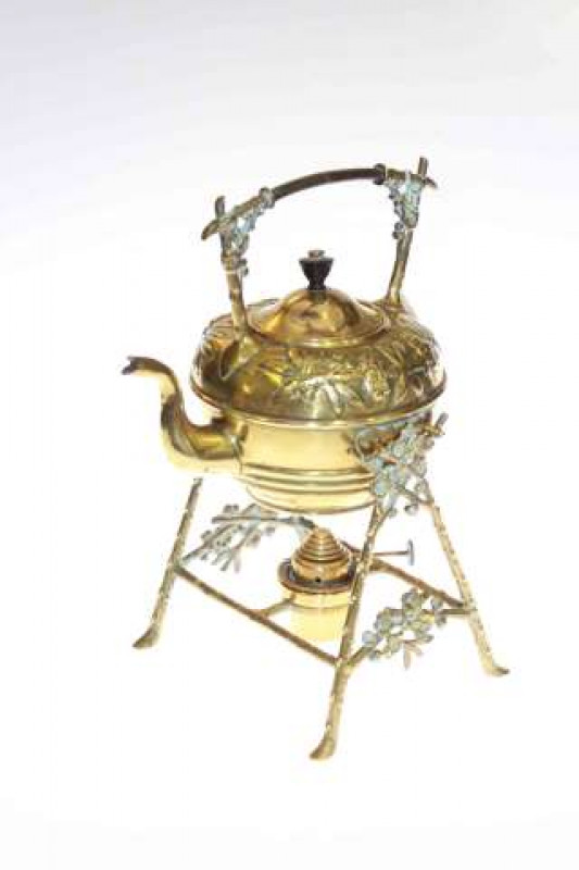 Victorian brass spirit kettle