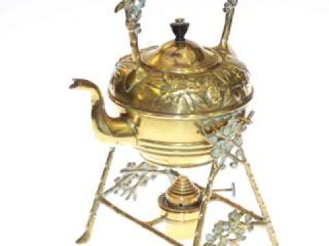 Victorian brass spirit kettle