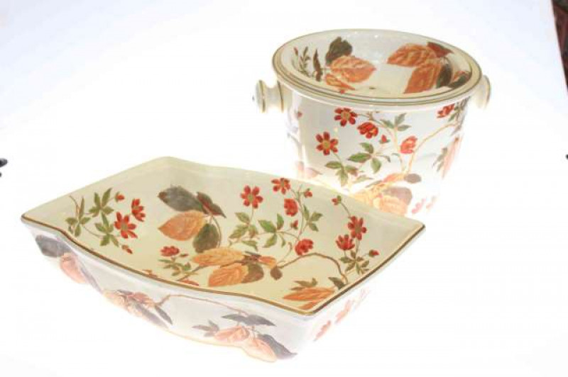 Edwardian 'Oriental Ivory' slop pail and toilet basin