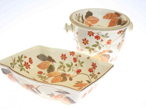 Edwardian 'Oriental Ivory' slop pail and toilet basin