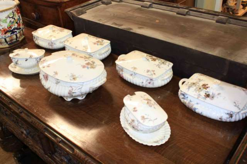Seven Limoges tureens and covers, made for Liverpool retailer, circa 1900