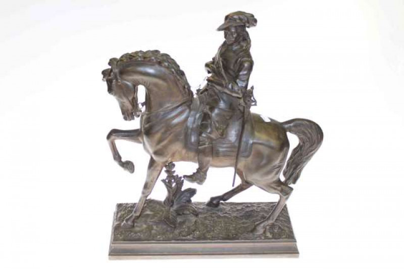 Spelter cavalier on horseback