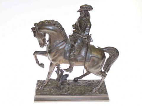 Spelter cavalier on horseback