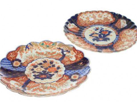 Two fluted Imari chargers