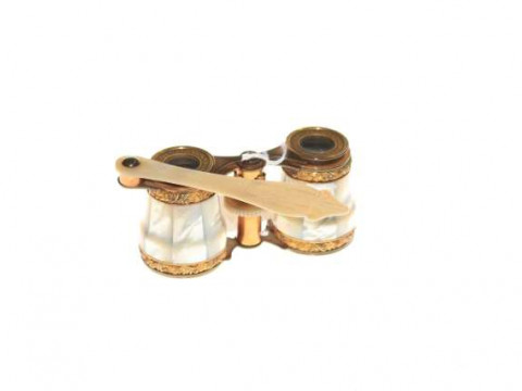 French mother of pearl and gilt metal opera glasses, Lemiere Brev, Palais...