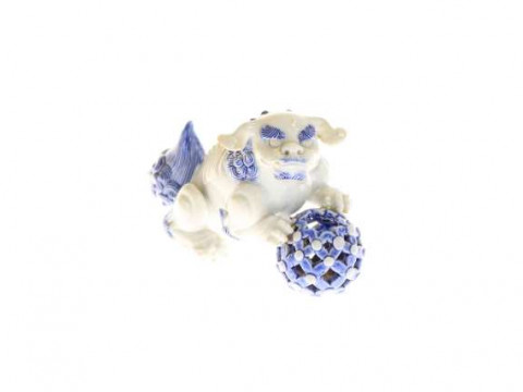 Japanese Hirado blue and white porcelain dog of fo