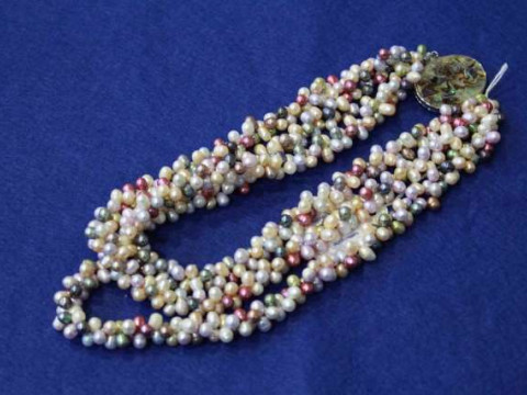 Cultured pearl and abalone necklace