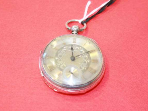 Large Victorian silver key-wind pocket watch, London 1883