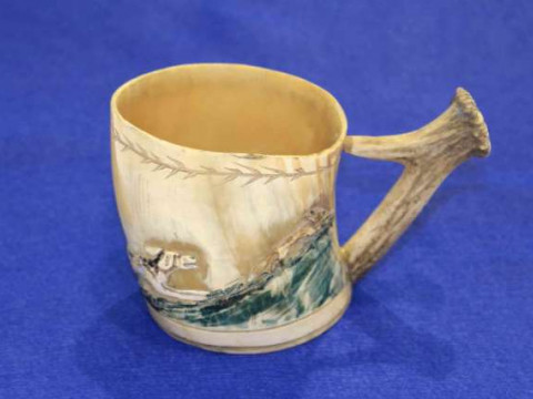 Victorian stag and horn Scottish hunting mug