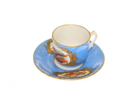 Continental cabinet cup and saucer decorated with exotic birds