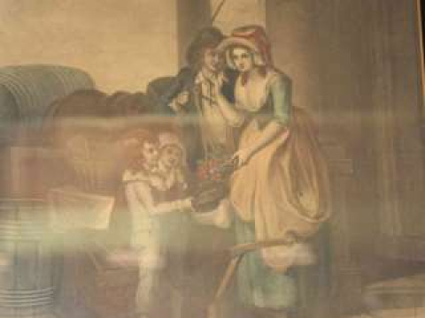 Cries of London engraving in a verre eglomise frame