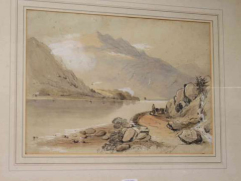 19th Century School, Loch Long, watercolour, framed
