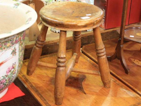 Turned leg milking stool