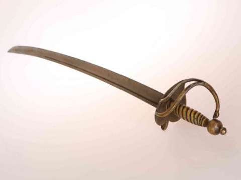 A CUMBERLAND MILITIA HANGER, MID 18TH CENTURY, the blade with running...