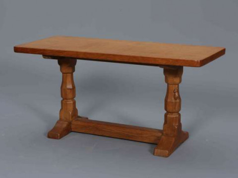ROBERT THOMPSON OF KILBURN, A MOUSEMAN OAK COFFEE TABLE, the rectangular...