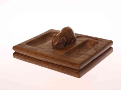 ROBERT THOMPSON OF KILBURN, A MOUSEMAN OAK DOUBLE PIN TRAY, of good colour,...
