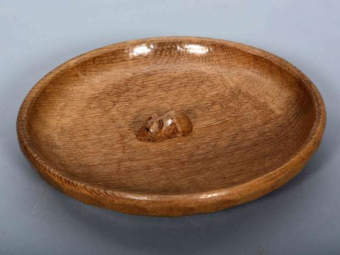 ROBERT THOMPSON OF KILBURN, A MOUSEMAN OAK FRUIT BOWL, the shallow dish...