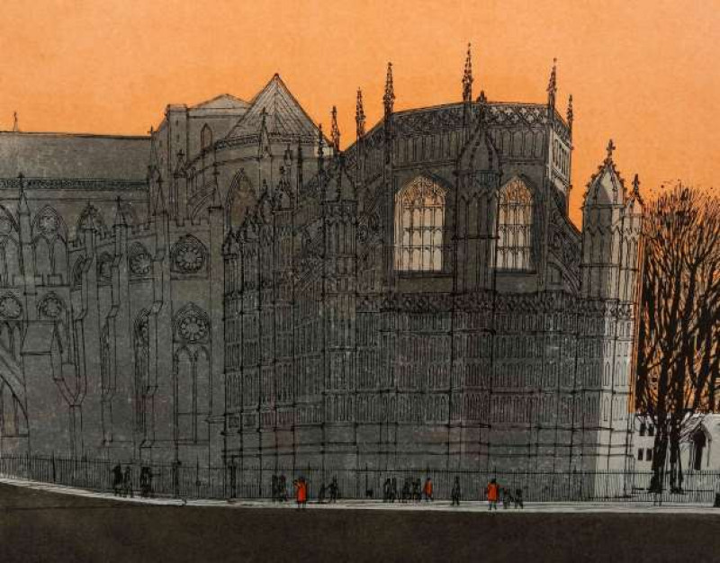 ROBERT TAVERNER (1920-2004), WESTMINSTER ABBEY, HENRY VII CHAPEL, coloured limited edition print no. 69/75, signed, inscribed and numbered on the mount, framed and glazed. Plate 51cm by 60cm