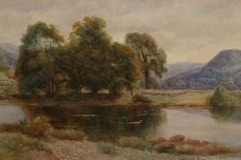 ALBERT WILLIAM AYLING (1853-1905), WELSH RIVER, signed lower left, watercolour, framed. 51cm by 75cm