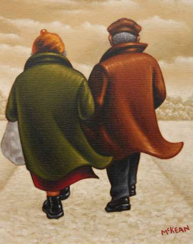 GRAHAM MCKEAN (B.1962), 'HOMEWARD BOUND', signed lower right, oil on canvas, framed. 34cm by 29cm  Artists' Resale Right ('droit de suite') may apply to this lot