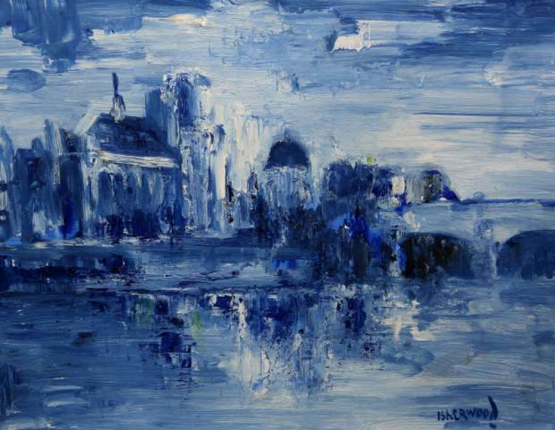 JAMES LAWRENCE ISHERWOOD (1917-1988), ST. PAUL'S FROM BLACKFRIARS, signed lower right, inscribed verso, oil on board, framed. 39cm by 48.5cm