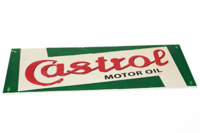 Cast metal Castrol motor oil sign