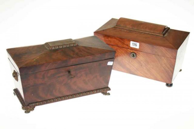 Two 19th Century sarcophagus tea caddies