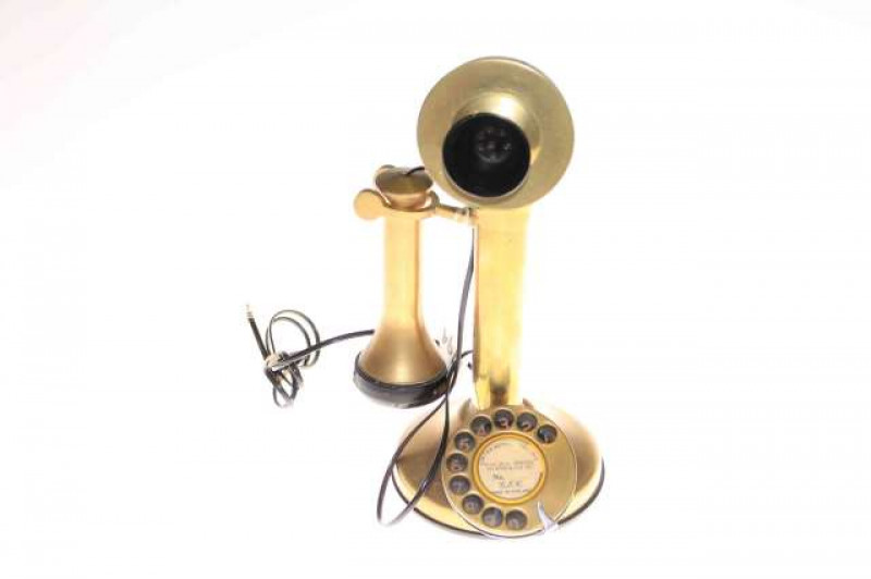 Vintage brass stick telephone marked GEC
