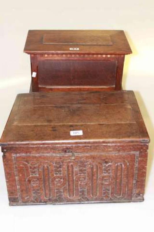 Antique oak bible box and later oak box (2)