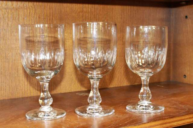 Set of three 19th Century glass pedestal goblets