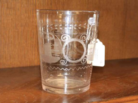 Late 18th Century engraved glass goblet