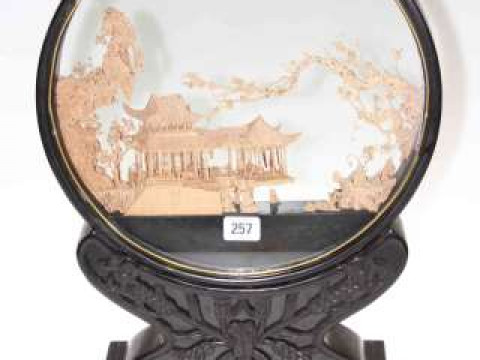 Chinese framed and glazed cork diorama