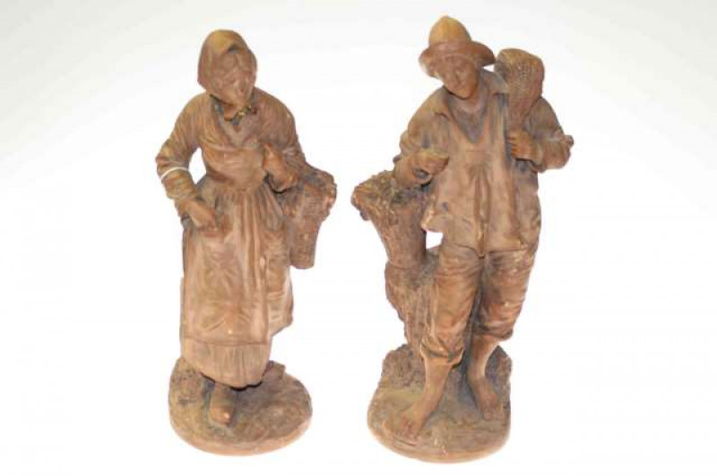Pair of signed terracotta figures, 19th Century