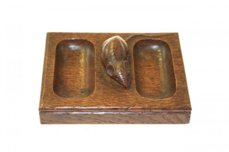 Robert Mouseman Thompson oak double pin tray